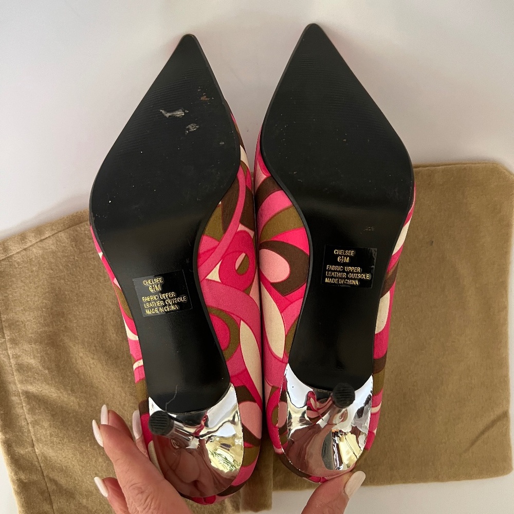 Steve Madden Chelsee Stain Pump Multi Pointed Toe Silver Heels Shoes Sz 6.5 M - Picture 11 of 12
